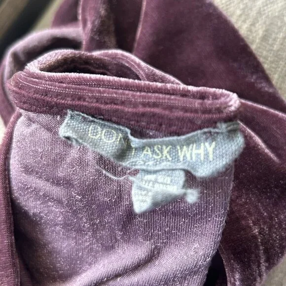 Don’t Ask Why Crushed Velvet Halter Top Crop One Size Purple Made in Italy Y2K - Picture 3 of 7